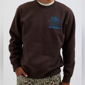 NWOT OBEY House Of Obey Records Crew Neck Sweatshirt Size Large